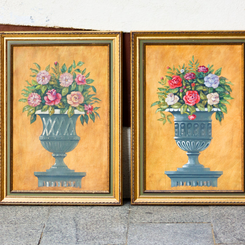 PAREJA DE CUADROS DE FLORES